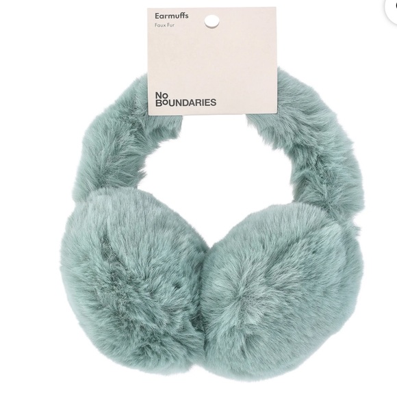 💕5/$15 No boundaries Green Striped Beanie and Earmuffs Set, NEW - Picture 3 of 4